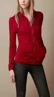 2013 veste burberry femmes hoodie mode zipper coton rouge